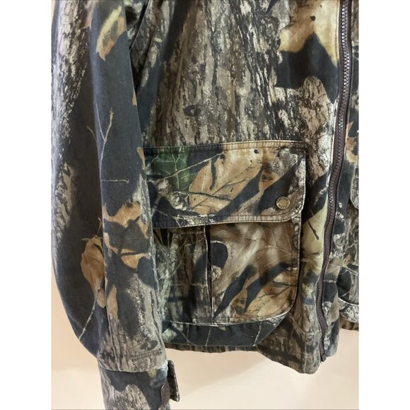 Cabelas Mossy Oak Camo Jacket Men's Large Fleece Lining Hunting Outdoors READ - Picture 2 of 16